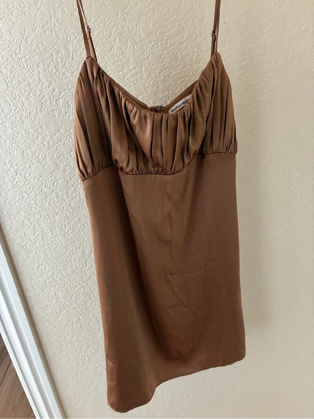 Reformation Brown Satin Camisole Slip Dress